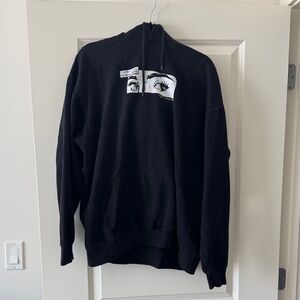 Brandy Melville Oversized Black Hoodie with Eye Graphic